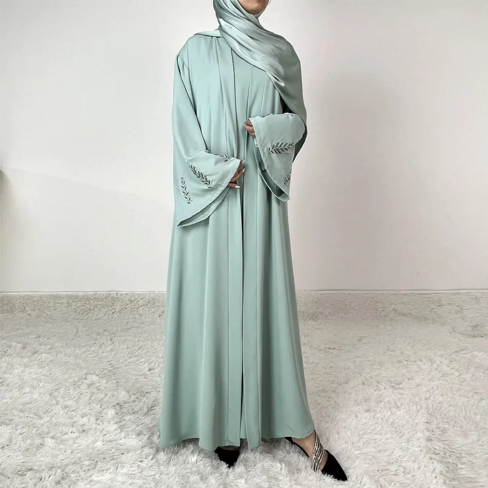 Eid Abaya 2 pièces ensemble femmes musulmanes correspondant ensemble diamants Kimono Robe modeste Robe Islam vêtements Ramadan Kebaya caftan Jalabiya