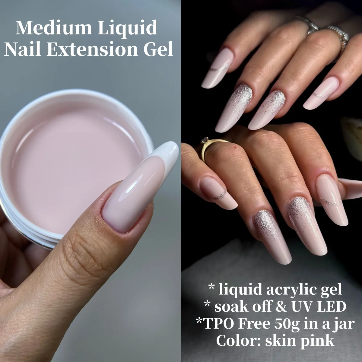 MSHARE Pink Medium Liquid Builder Nail Gel TPO Hema Free Acrygel For Nails Extension Constuction Self Leveling Soak Off 50g