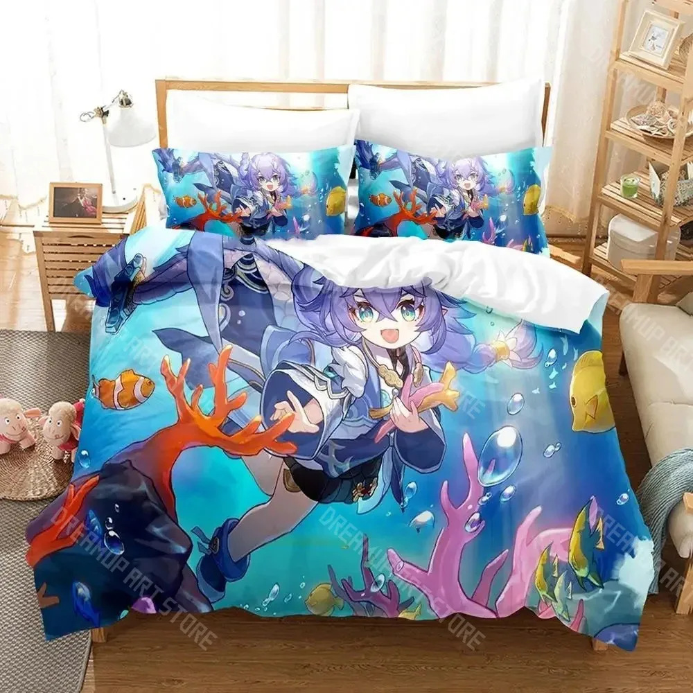 3D Printed Honkai Star Rail Game Bedding Set for Boys Girls Duvet Cover Pillowcase Twin Queen King Full Single Double Sizes
