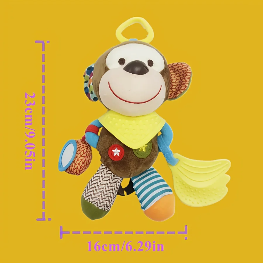 1モンキーベッドハンギングドール、0～3歳向けの柔らかいぬいぐるみ動物のおもちゃ、幼児を落ち着かせるおもちゃ、誕生日に最適