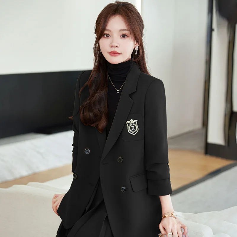 Brown Suit Jacket Women's High-Grade Spring and Autumn NewjkUniform Preppy Style Suit Small Man Casual Small Suit