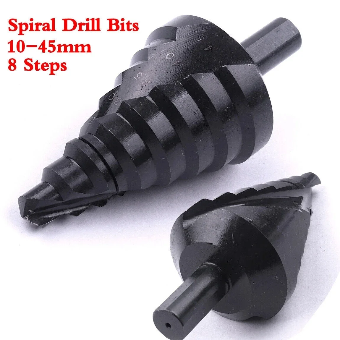 

Step Drill Bit 8 Steps Cone Drill Bit Hole HSS Multiple Hole 8 Sizes 10 15 20 25 30 35 40 45mm Nitriding