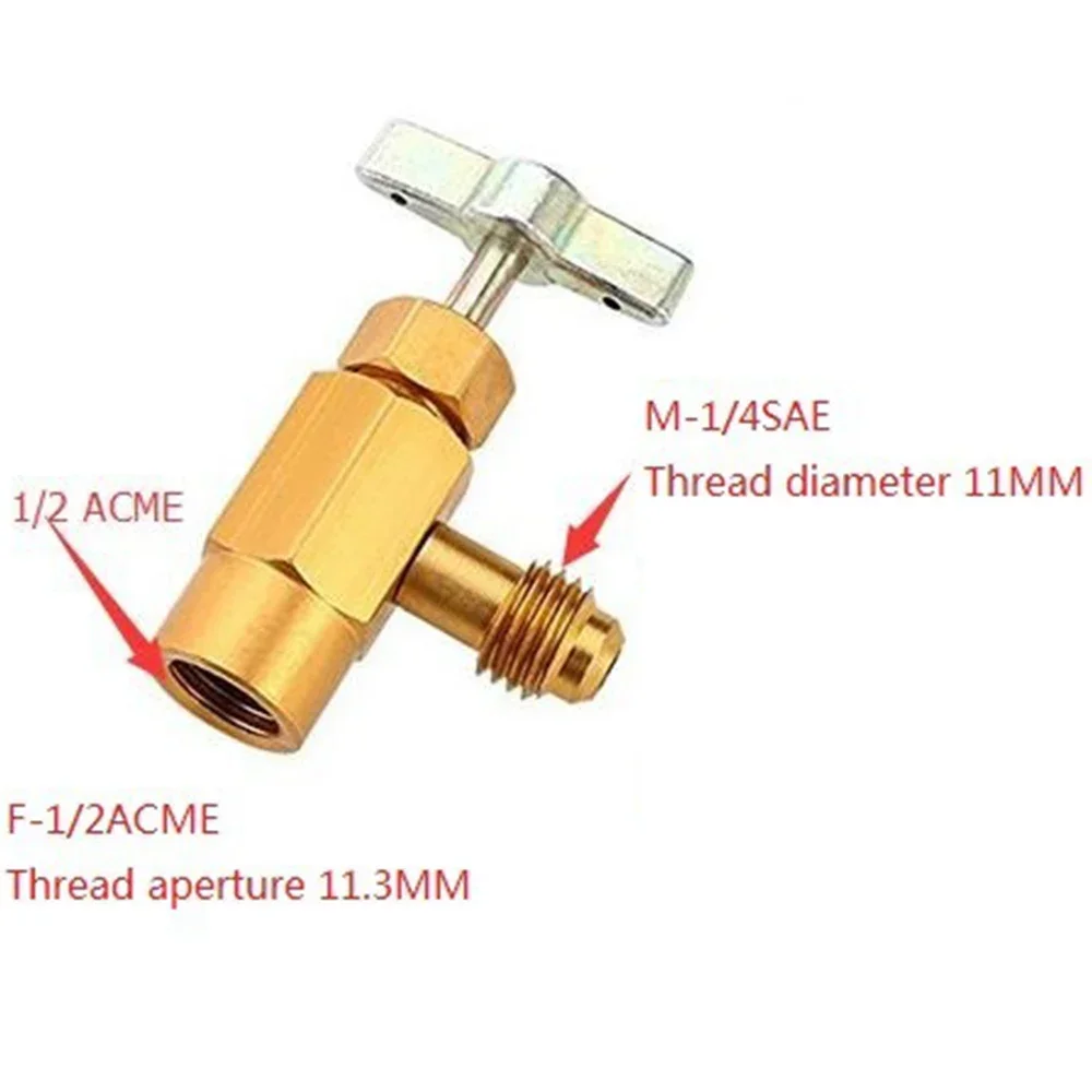 1/4 Thread Adapter R-134a Refrigerant Can Dispensing Bottle Tap Opener Valve 60*35mm Car Air Conditioner Auto Car Accessories