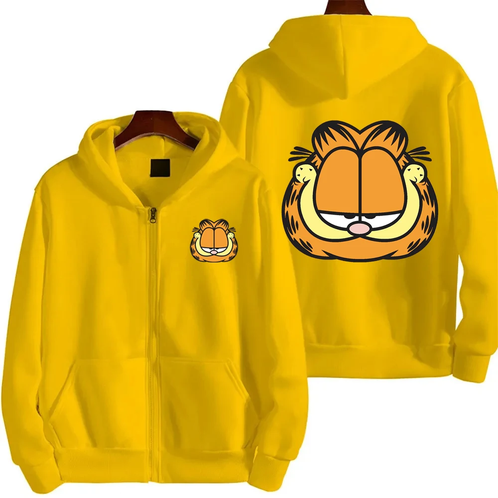 2025 New Autumn and Winter Zipper Pocket Men and Women Lazy Garfield Cartoon Couple Fashion Hoodie