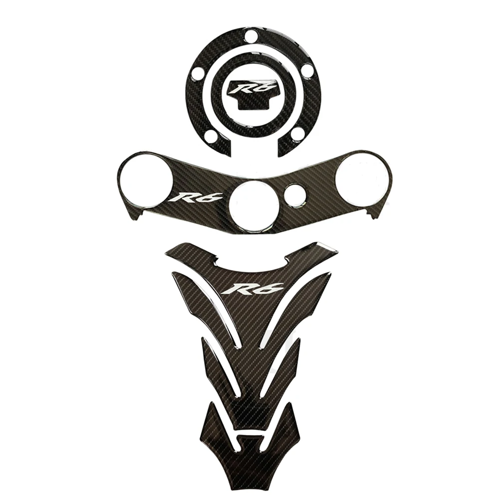 For Yamaha R6 YZFR6 2006-2016 Tank Pad Gas Cap Cover Triple Clamp Yoke Sticker Protector Carbon Fiber Motorcycle Guard Decal