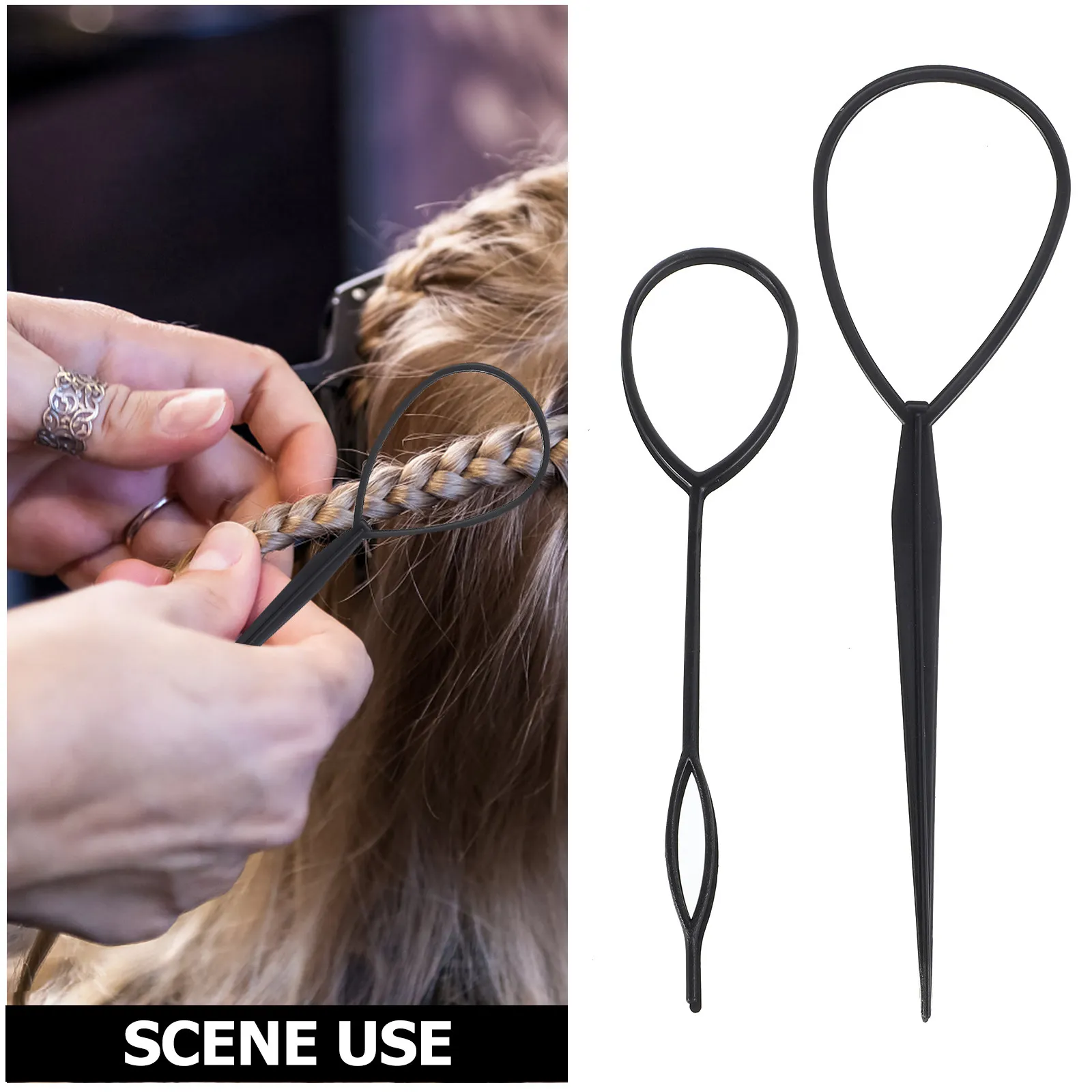 20Set Small Hair Braiding Tool Loop Needle Classic Black Design Child Safe for School Home Use Quick Hair Braider Kit for Kids
