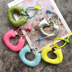 Keychain for Bags Cotton Filling Keychain Lanyard Green Key Strap Silicagel Keyrings Key-chain Couple Phone Case Pendant