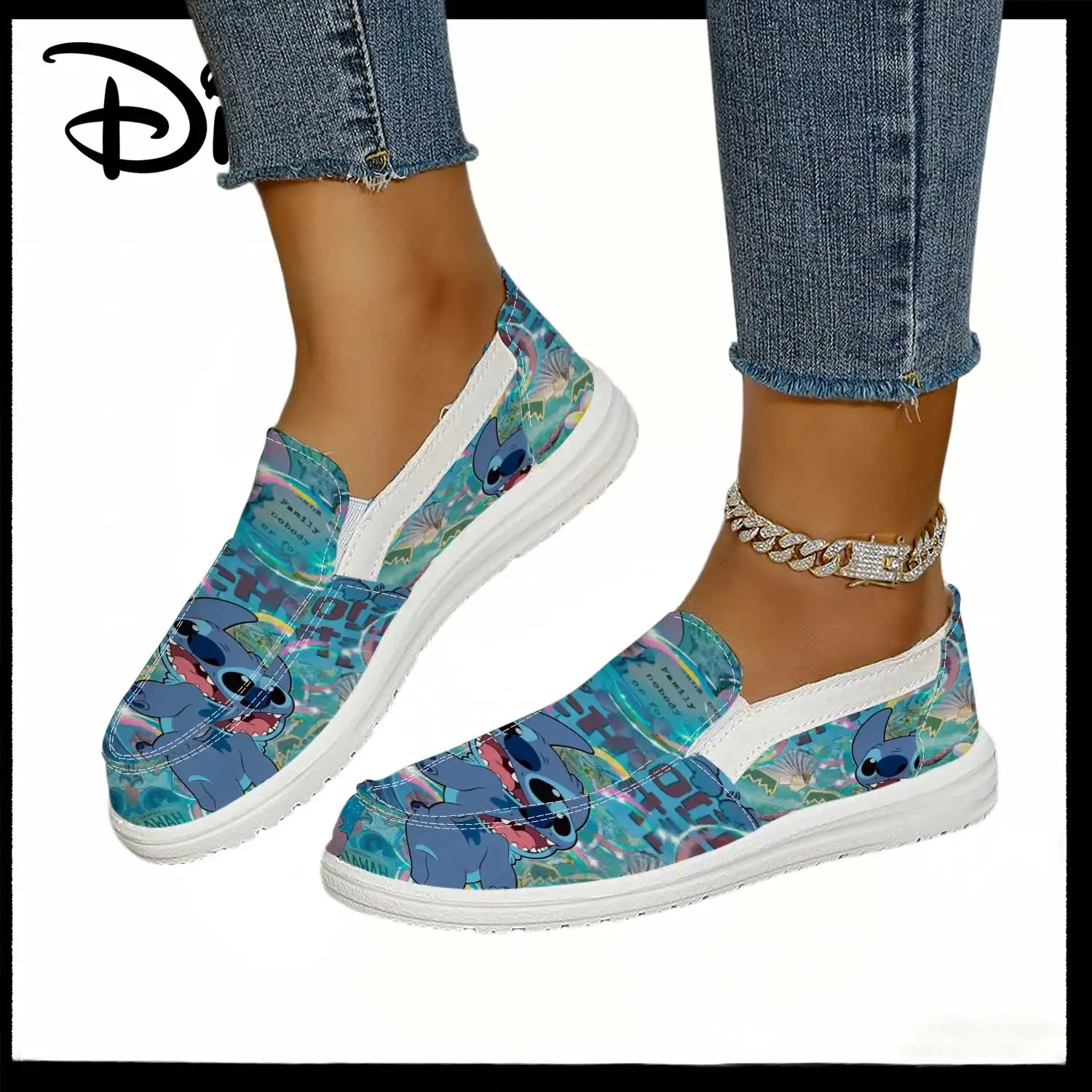 

Официально лицензированные женские слипоны Disney Stitch с принтом Ocean Print – удобные мокасины с милым мультяшным рисунком