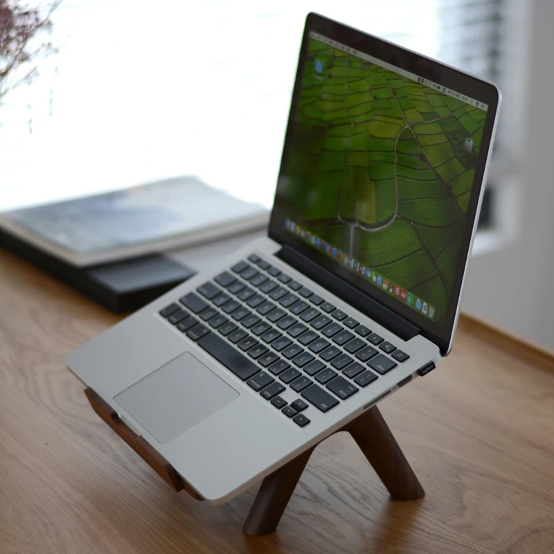 LITTLE DESIGN [Black Walnut Laptop Stand Solid Wood Base Bench Support Elevated to Protect Cervical Vertebra Elevated]