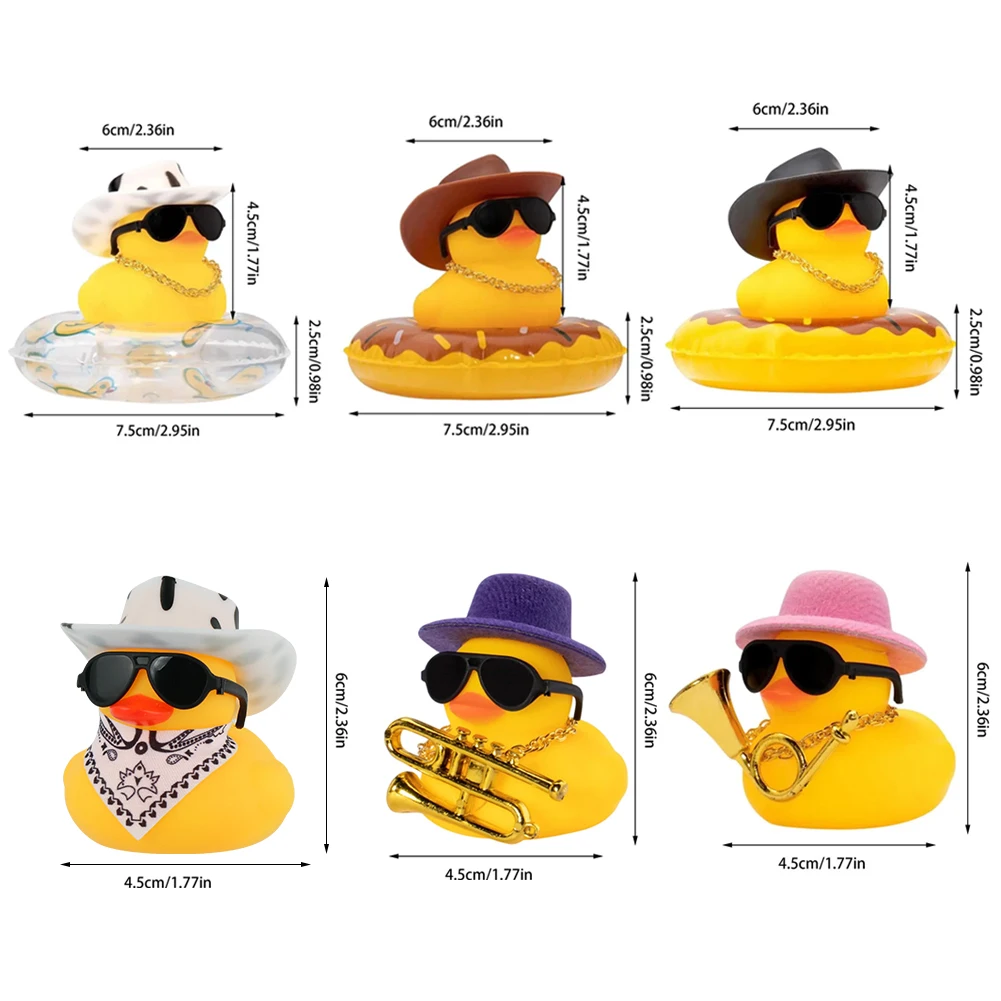 Anello da nuoto estivo Anatra di gomma gialla Simpatico cappello da cowboy Duckies Giocattoli per anatre da piscina per bambini