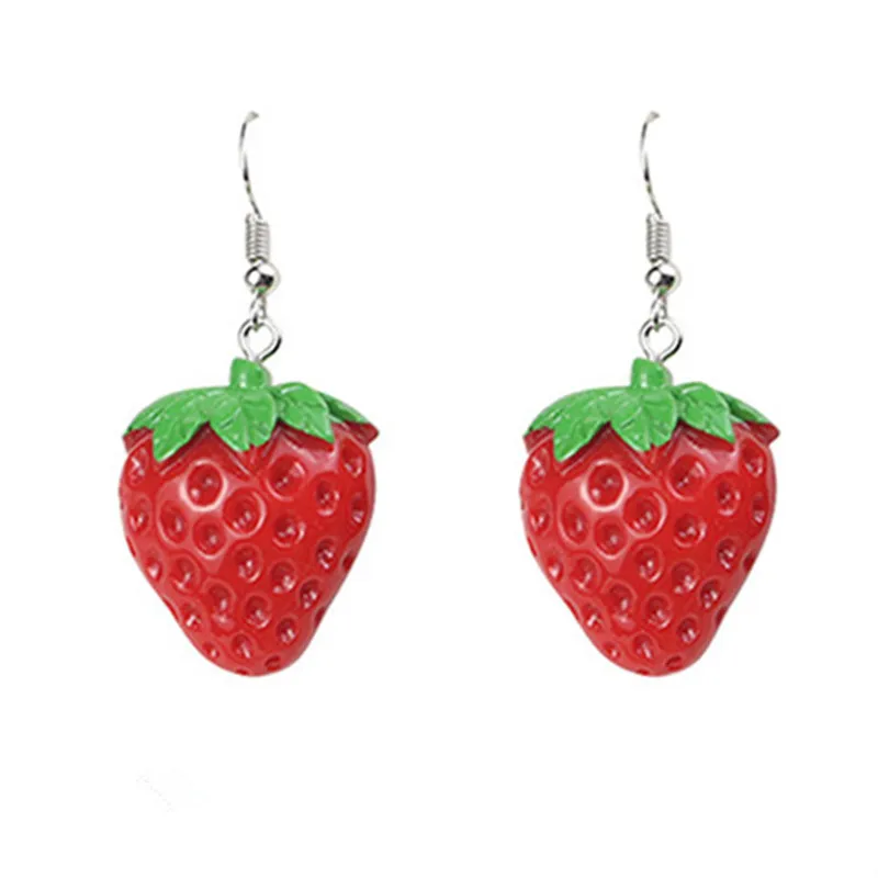 Fashion Simple Acrylic Strawberry Pendant Earrings Quality Drop Earrings for Girls Women Gift Lovely Jewelry