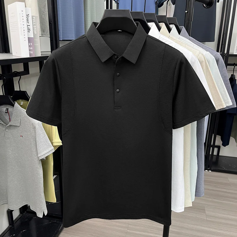 Slim-Fit-Poloshirt mit halber Knopfleiste für Herren, belüftete Seitenpaneele, Business-Meeting, Kurzstreckenreise, Kleidungsstück – Detail 23
