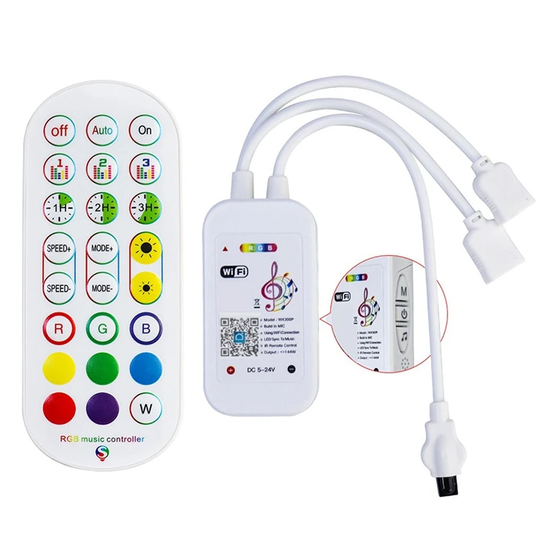 DC5-24V Wifi LED Controller+24 Keys Remote Control APP Control And Music Sync RGB IR RF For 5050 3528 RGB LED Light