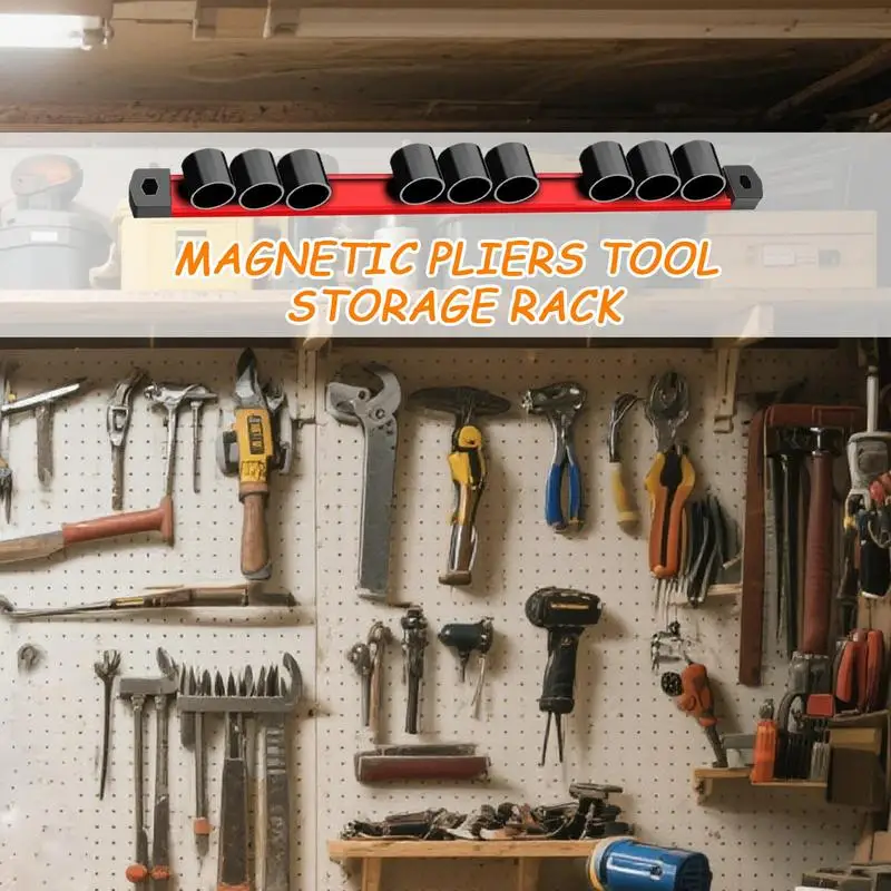 

Magnetic Pliers Organizer Wrench Storage Magnet 9-Hole Rail Organizer Rack For Pliers Shears Workbench Garage Hand Tool Storage