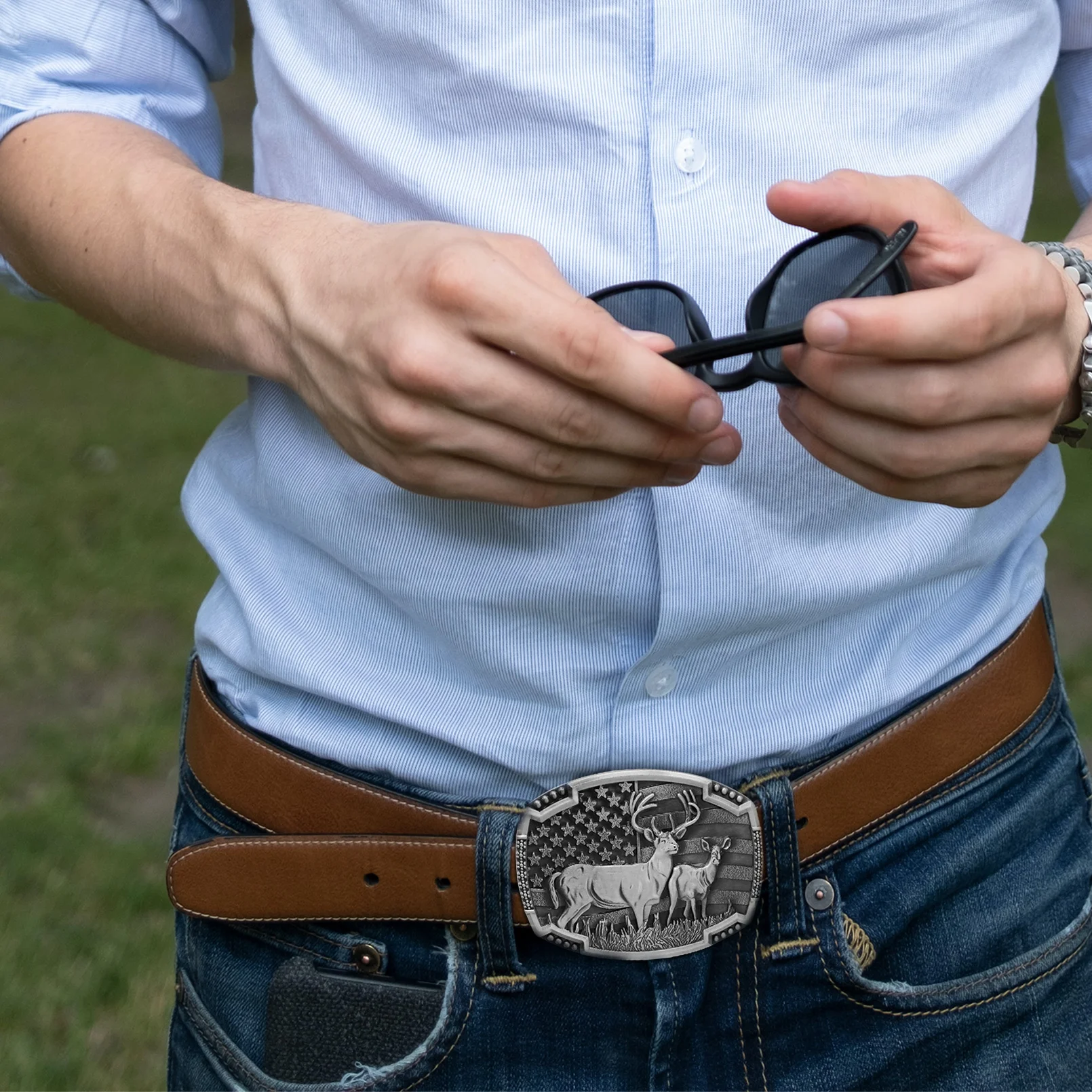 Vintage American Flag เข็มขัดหัวเข็มขัดสําหรับผู้ชายผู้หญิง Western คาวบอย Cowgirl Big Rodeo กวางแกะสลักเข็มขัดหัวเข็มขัดอุปกรณ์เสริมแปลกใหม่