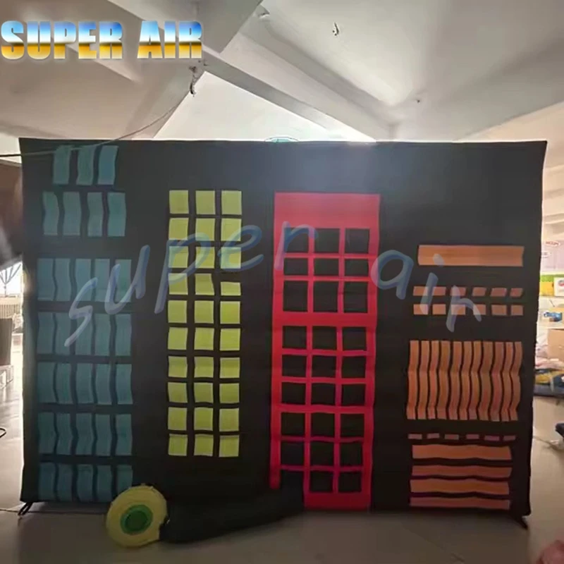 Cabina de fotos inflable negra con logotipo de personaje de dibujos animados personalizado para decoración de piezas de diversión