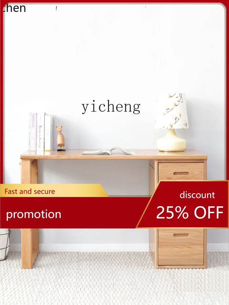 

YFY Учебная книжная полка из цельного дерева, встроенный студенческий домашний письменный стол из чистого дуба