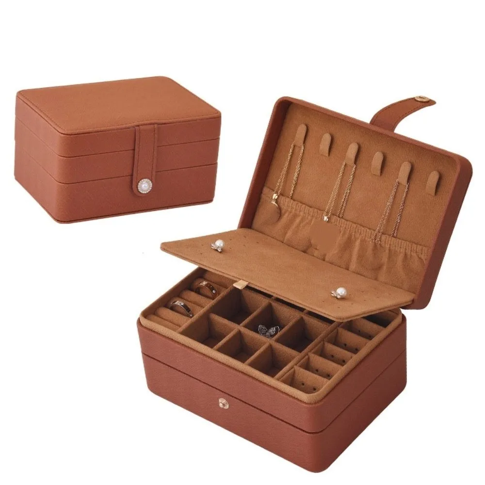 

PU Jewelry Packing Bag Multilayer Rings Necklace Jewelry Storage Case Bracelet Earrings Large Capacity Square Jewelry Box