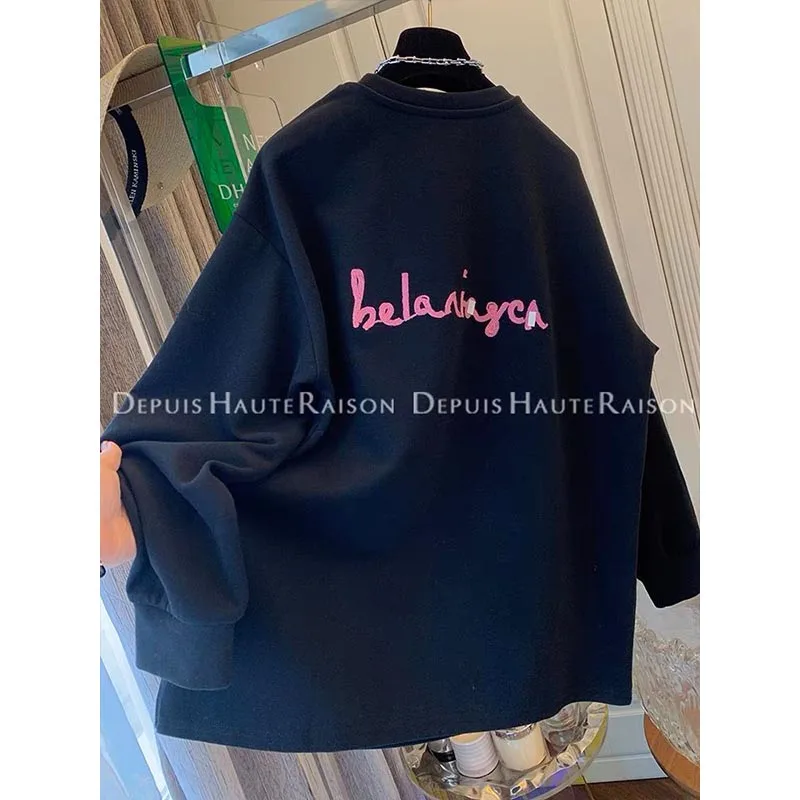 Spring Basic Loose Casual O-neck Long Sleeve Sweatshirts Women Fashion Printing Young Style Tops Office Lady Vintage Pullovers