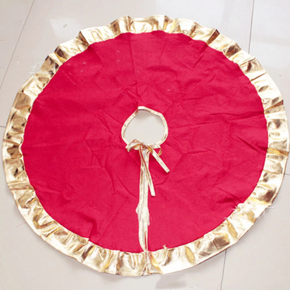 95cm Red color and Golden color edge Christmas Tree Skirt for Christmas Tree Pad bottom decoration