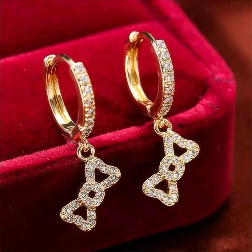 Fashion, luxury and sweet design, full diamond, 18K gold-plated four-leaf clover earrings, daily commuting, Joker 2023 selection