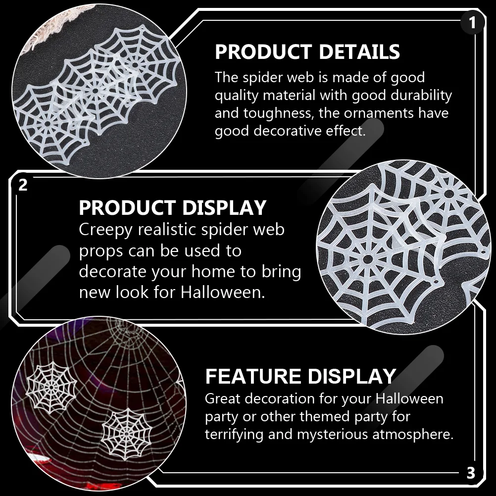 100 Pcs Spider Plastic Web Festive Supplies Halloween Cobweb Decorations Fairy Lights Spiders Black Adornments Man