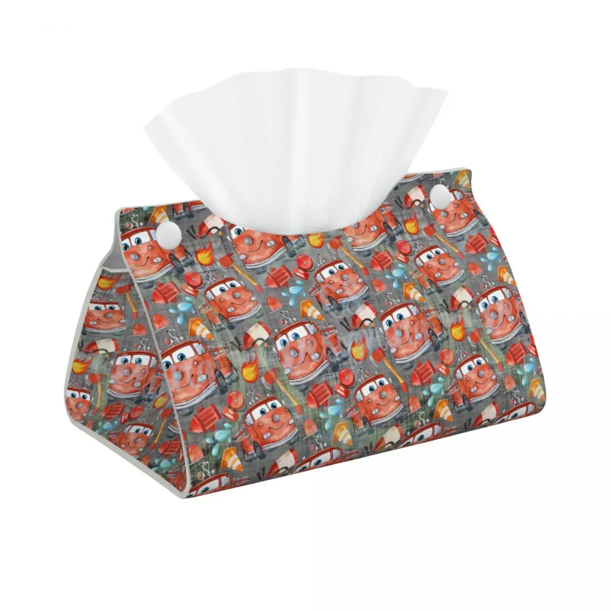 Custom Lightning McQueen Cars Pattern Tissue Box Holder Rectangular PU Leather Facial Tissue Box Cover for Car Bathroom