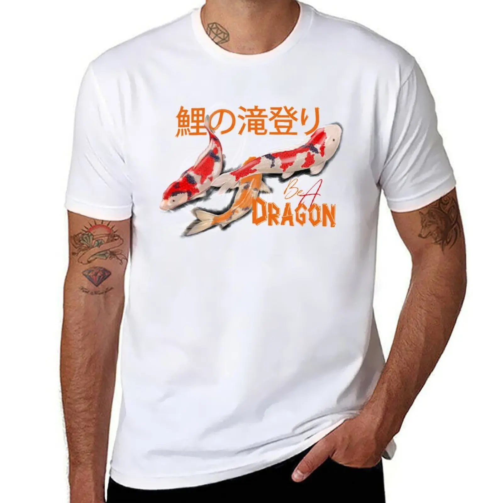 

Carp ascending a waterfall for koi-no-takinobori Japanese festival T-Shirt anime tshirt man t shirt cotton T-Shirt