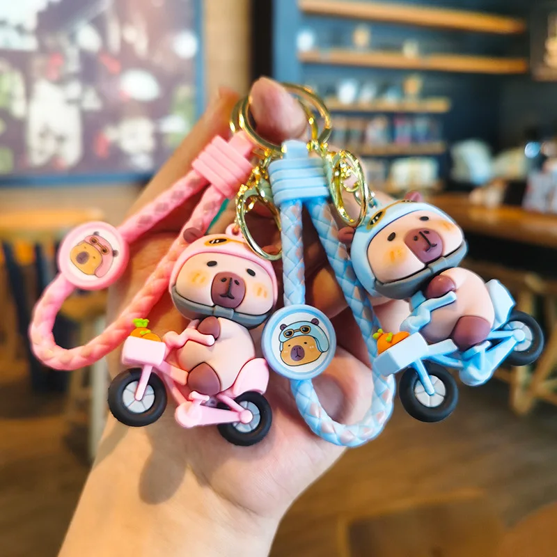 Creative Cute Capybara Keychain Pendant Cartoon Doll Keyring Fashion Car Key chains Backpack Car Accessories Gifts wholesale