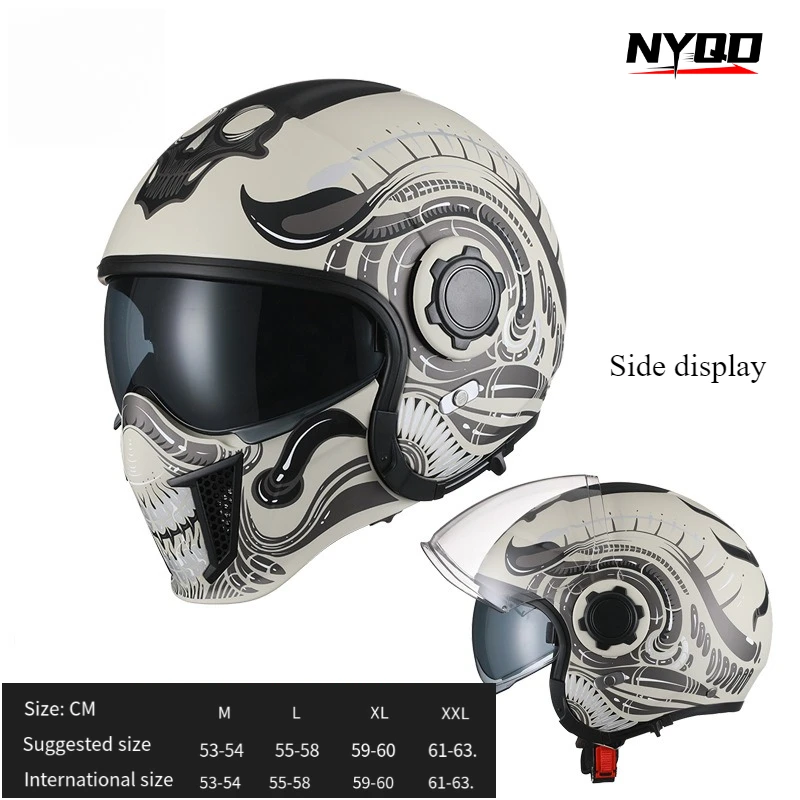 

Retro Motorcycle Helmet Full Face Detachable helmet Modular Capacetes Moto Cascos para motos Men Women