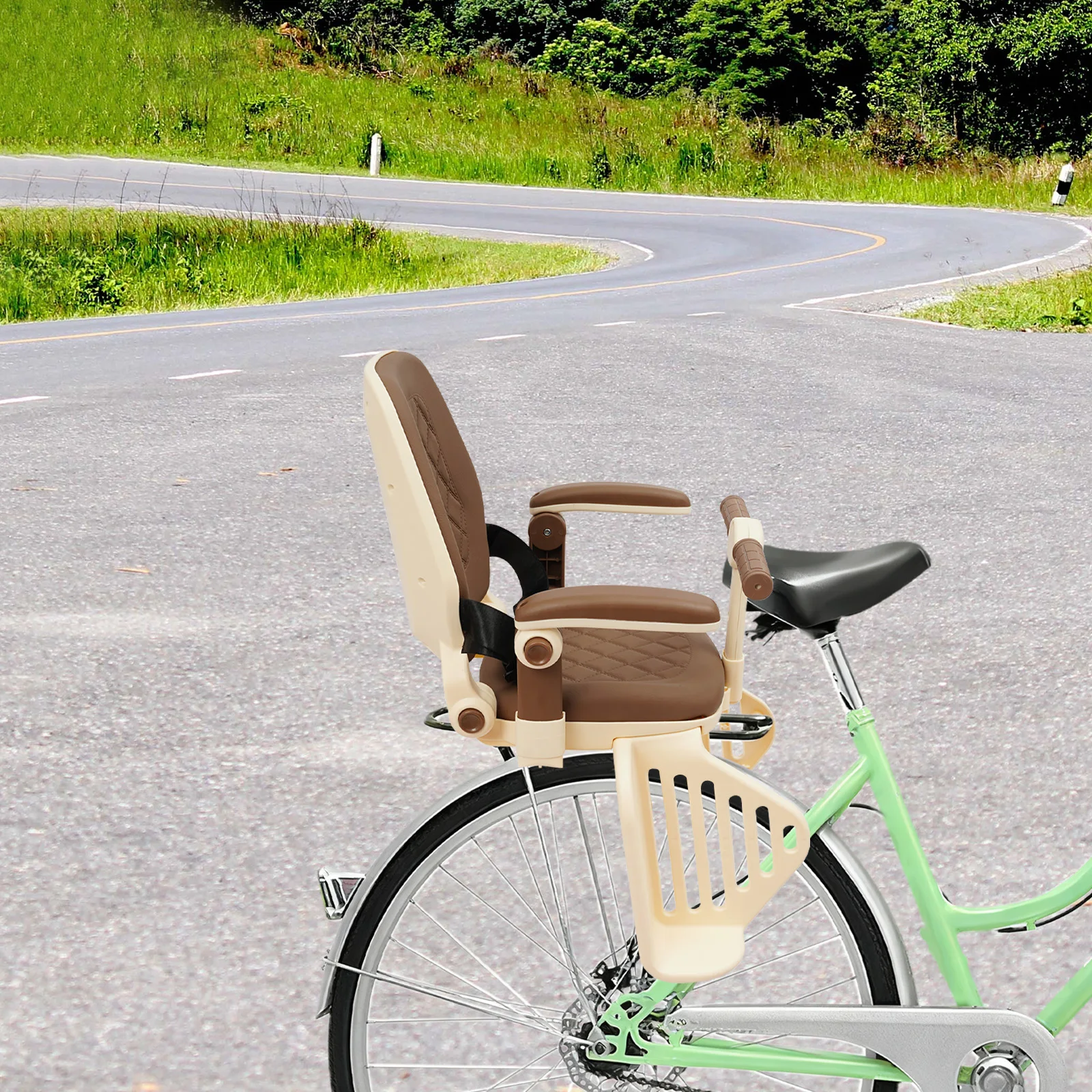 

Rear Mounted Bicycle Child Seat, for kids Aged 8 Months to 8 Years, Adjustable Backrest, for Bike, Mountain Bike (Milky Coffee)