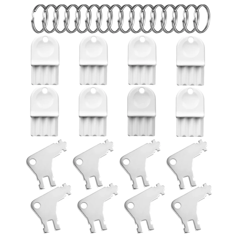 16Pcs Paper Towel Dispenser Key, Metal & Plastic Toilet Hand Paper Tissue Dispenser Key Replacement With 16 Key Rings