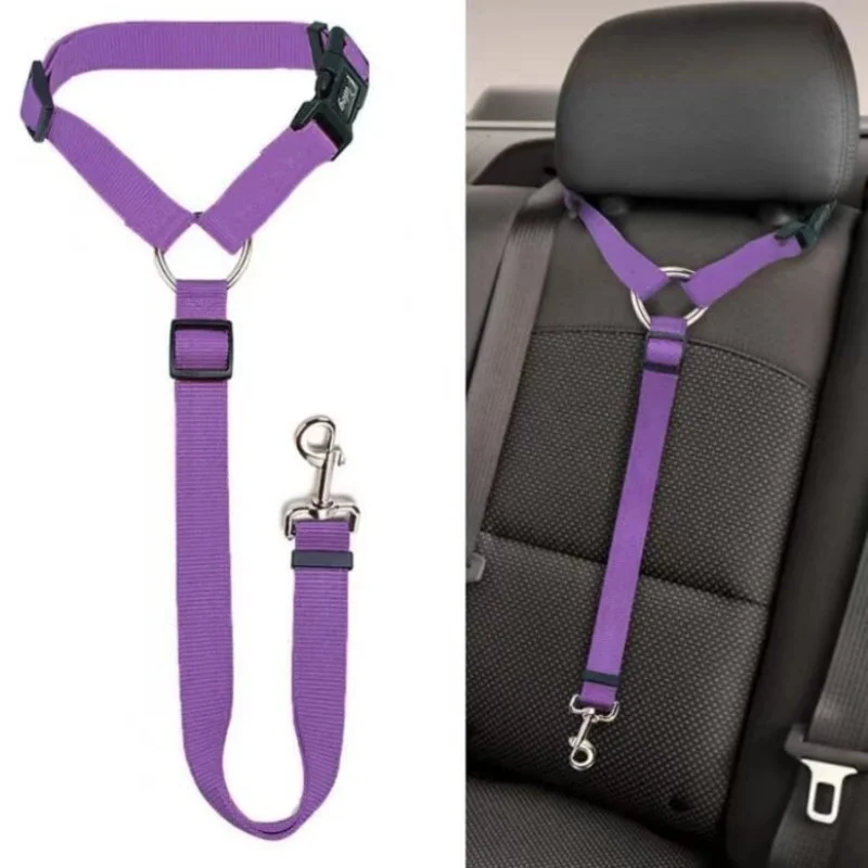Adjustable Nylon Pet Car Seat Belt Headrest Restraint Strap Safety Leash for Dogs and Cats Vehicle Travel Safety Accessory