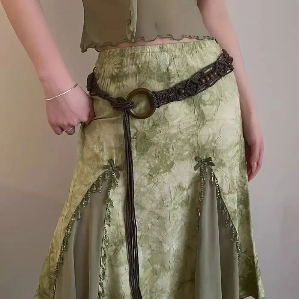 

Женский модный готический плетеный пояс-цепочка, универсальный роскошный дизайн, пояс-шнурок Y2K, пояс на шнуровке, уличный стиль Spice Girls