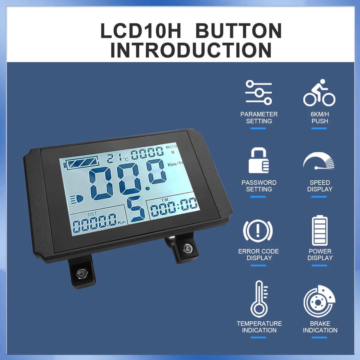 

Дисплей KT LCD10H 24 В/36 В/48 В, совместимый с контроллером бренда KT для комплекта электрического велосипеда