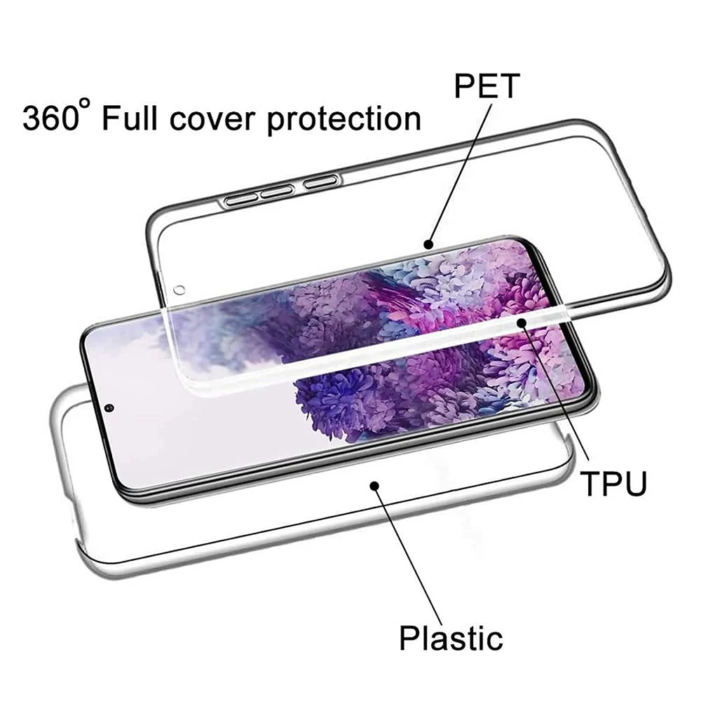 360 custodia trasparente completa per Samsung Galaxy S22 S21 S23 S20 FE S10 S9 S8 Plus S7Edge Note 20 10 9 Cover posteriore Ultra Dual Side