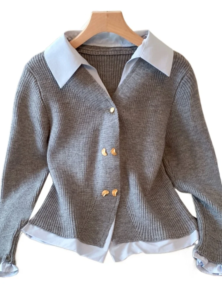 المرأة Ne محبوك سترة معطف الربط تصميم الخريف جديد Sle تخفيف النسخة الكورية سليم صالح V-ne زر التفاصيل