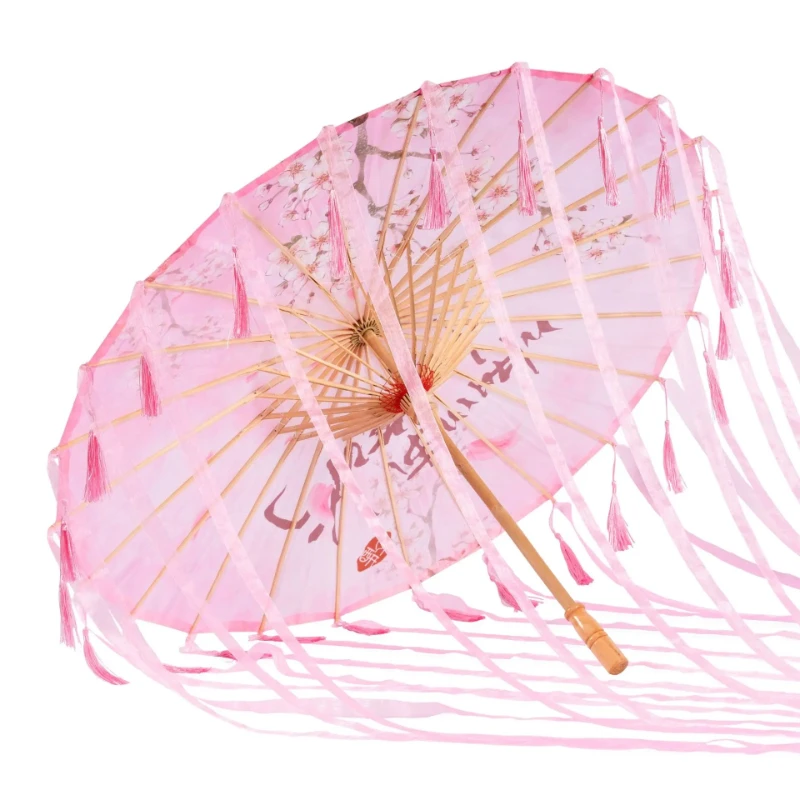 

Oil Paper Umbrella Ancient Style Tassel Silk Ribbon Umbrella Fairy Flying Hanfu Umbrella Photography Travel Photo