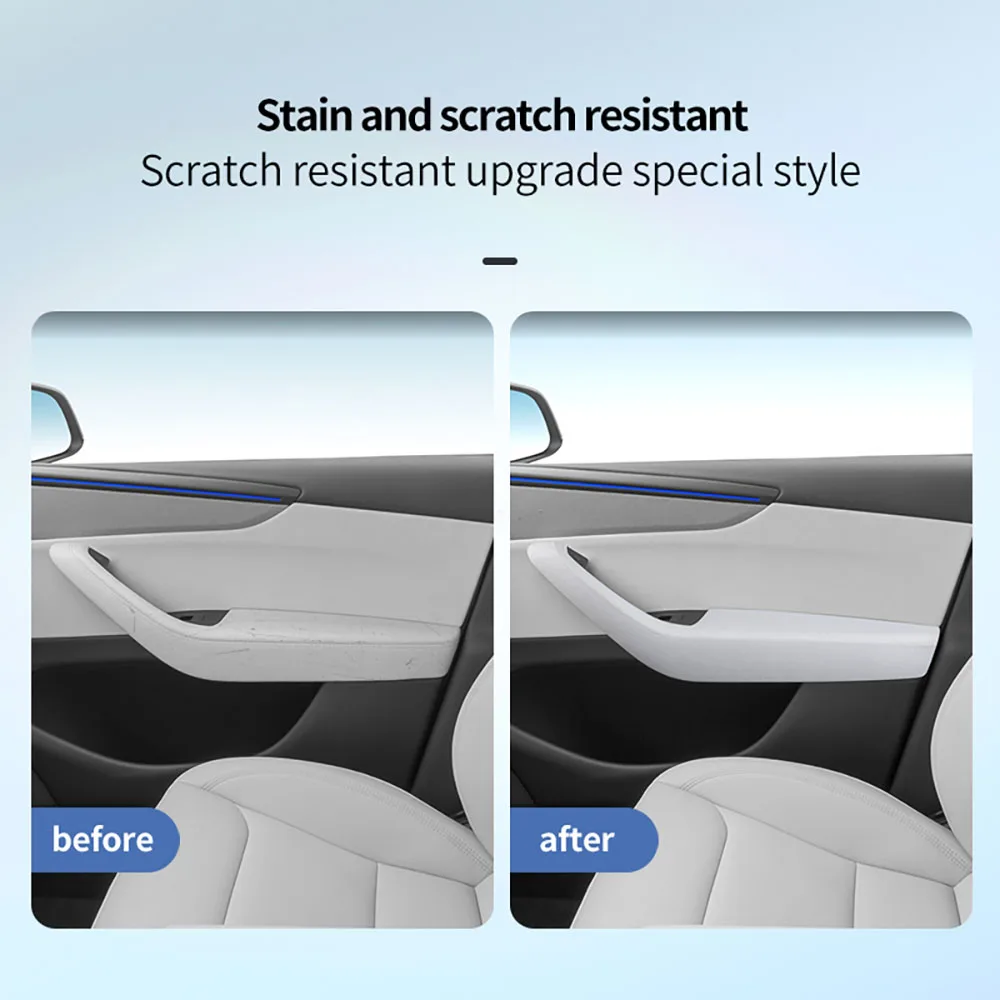Door Handle Protective Cover For Tesla Model Y Juniper YL Model 3 Highland Original Color Leather+ABS Protector Accessoress