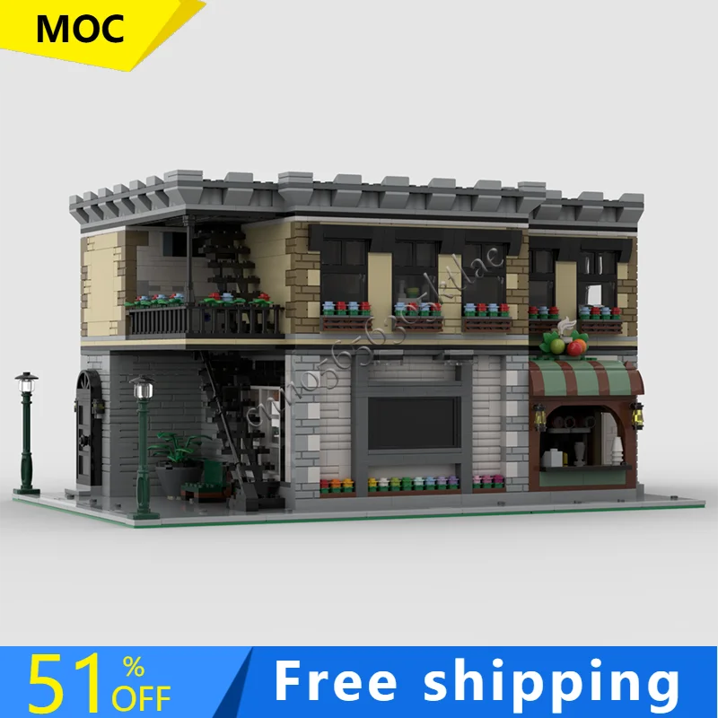 3266 أجزاء البائع الساخن الفيلم الشهير الحضرية واجهة المتجر قوالب بناء نموذج مجموعة لتقوم بها بنفسك الجمعية عرض لعب هدايا عيد ميلاد الأطفال #1