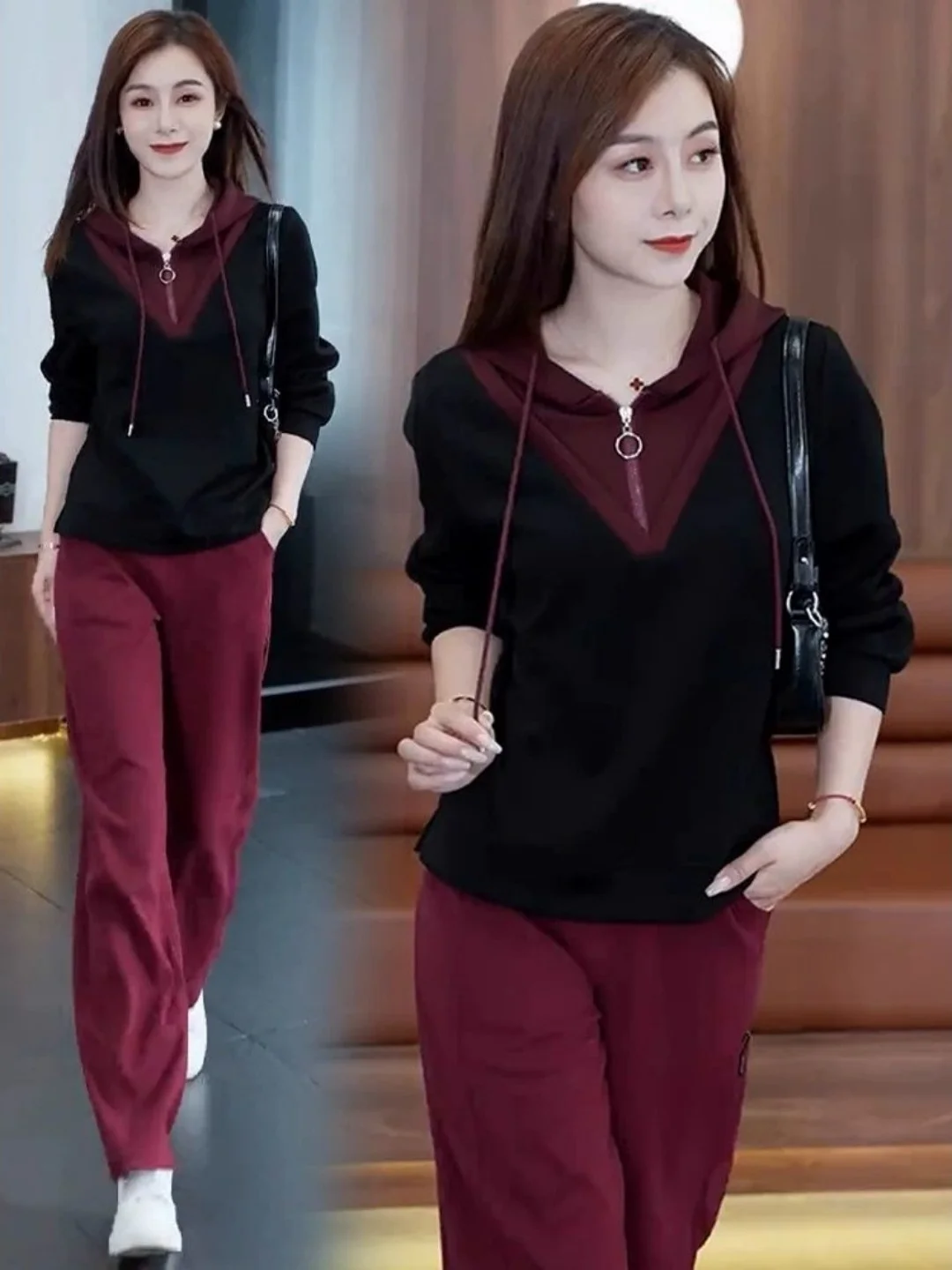 

Женская толстовка на молнии больших размеров 2300 Pou: Модная, свободного кроя, в корейском стиле, для весны, осени и зимы, повседневная, удобная, утепленная.