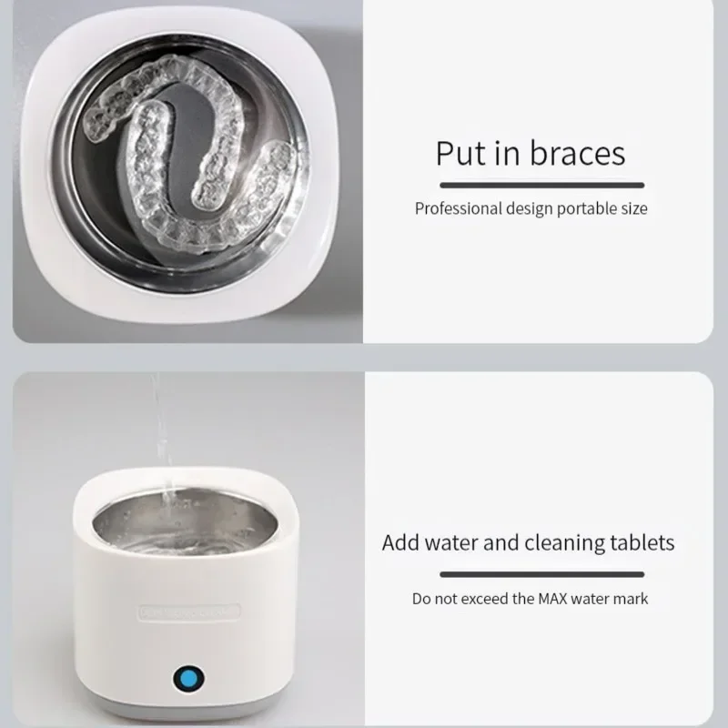 Portable 220v Retainer Toothbrush Cleaner Ultrasonic Cleaner Transparent Invisible Corrector Cleaner Box Portable