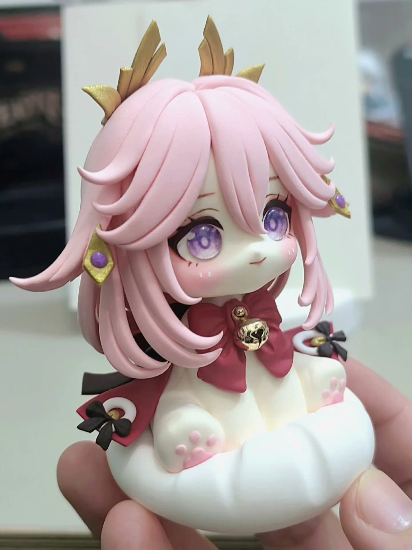 Handmade Genshin Impact Yae Miko Ornaments 10cm Clay Figurine Anime Figure Model Statue Doll Game Toys For Kids Gifts Customized