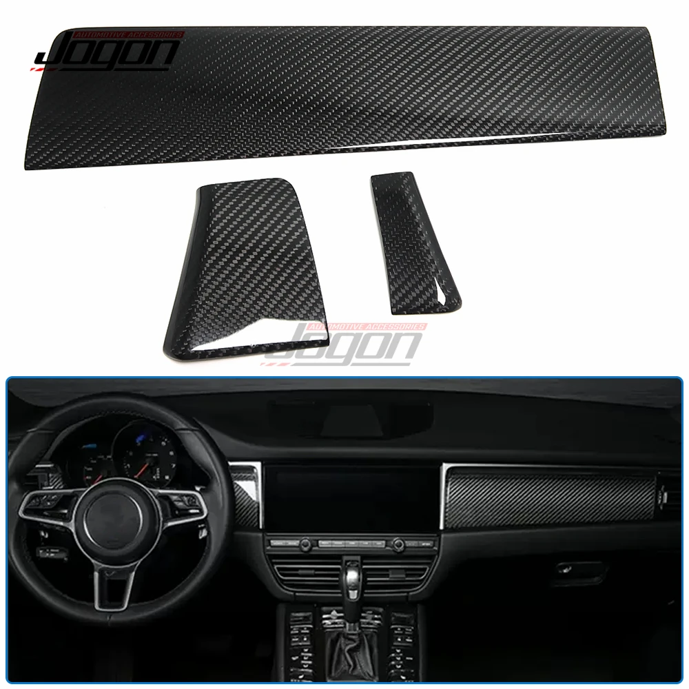 

LHD Real Carbon Fiber Car Interior Moulding Console Dashboard Panel Side Door Sticker Cover Trim For Porsche Macan 2014-2023