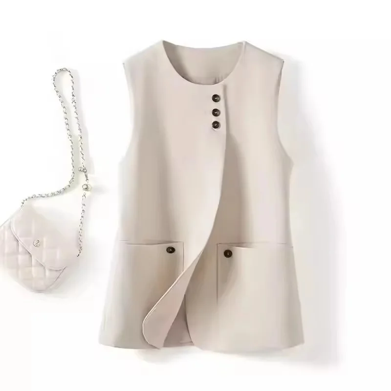 Fashion Suit Vest Women New 2025 Autumn Korean Sleeveless Casual Blazer Vests Coats Female Temperament Joker Outerwear Tops