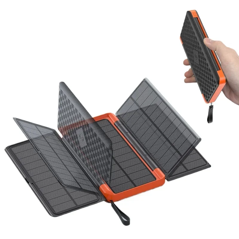For IPhone 15 14 13 Xiaomi Huawei Poverbank 20000mAh Folding Solar Power Bank with 3 Solar Panel Wireless Charger Power bank