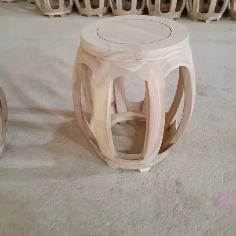 

Customizable Drum Stool Old Elm Solid Wood