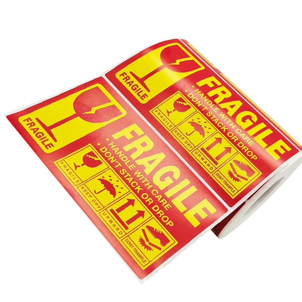 1 рулон, креативная наклейка для доставки, предупреждающая этикетка, самоклеящаяся для защиты упаковки, прочная связка для коробок, бутылок, дерева