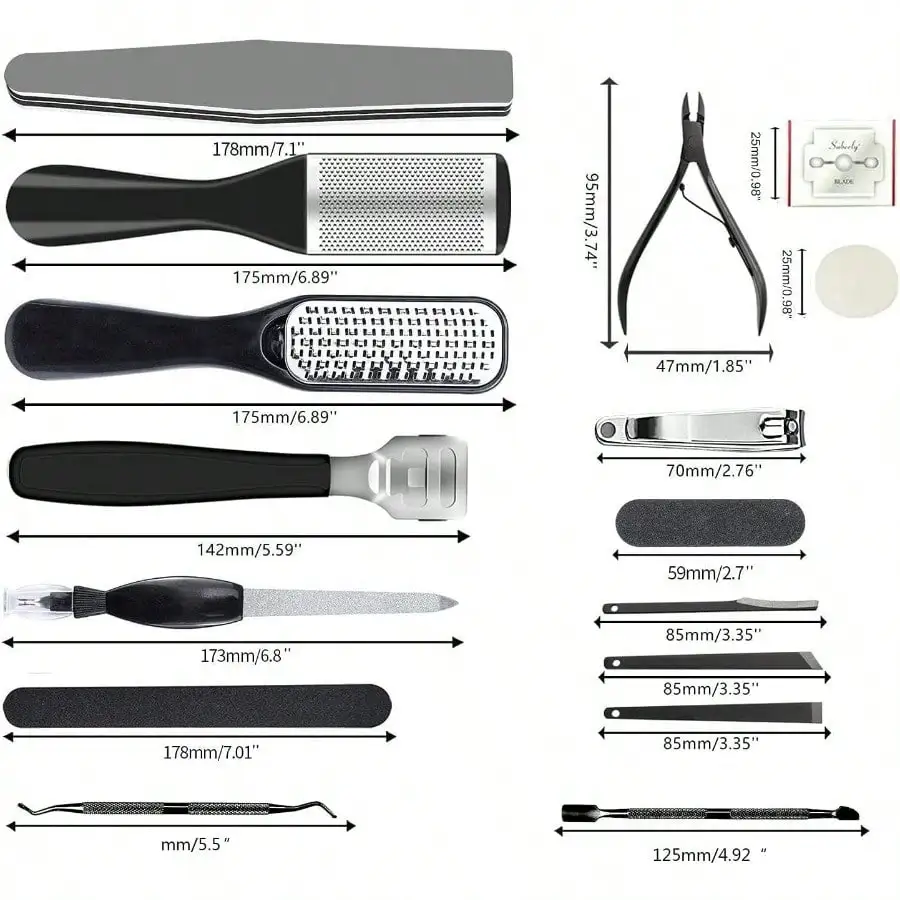 Kit de pedicure 36 em 1, ferramentas profissionais de pedicure, raspador de pés, removedor de pele morta para cuidados com casa e salão de beleza