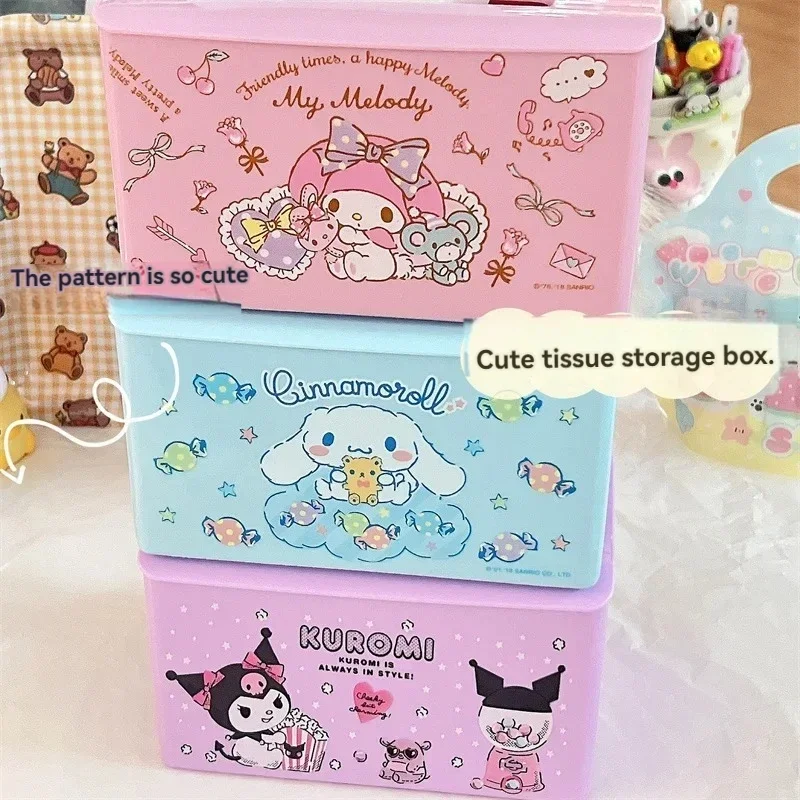 

Cartoon Sanrio Tissue Box Anime Cute Kuromi Cinnamoroll Hello Kitty Car Tissue Box Large Capacity Girl Student Dormitory